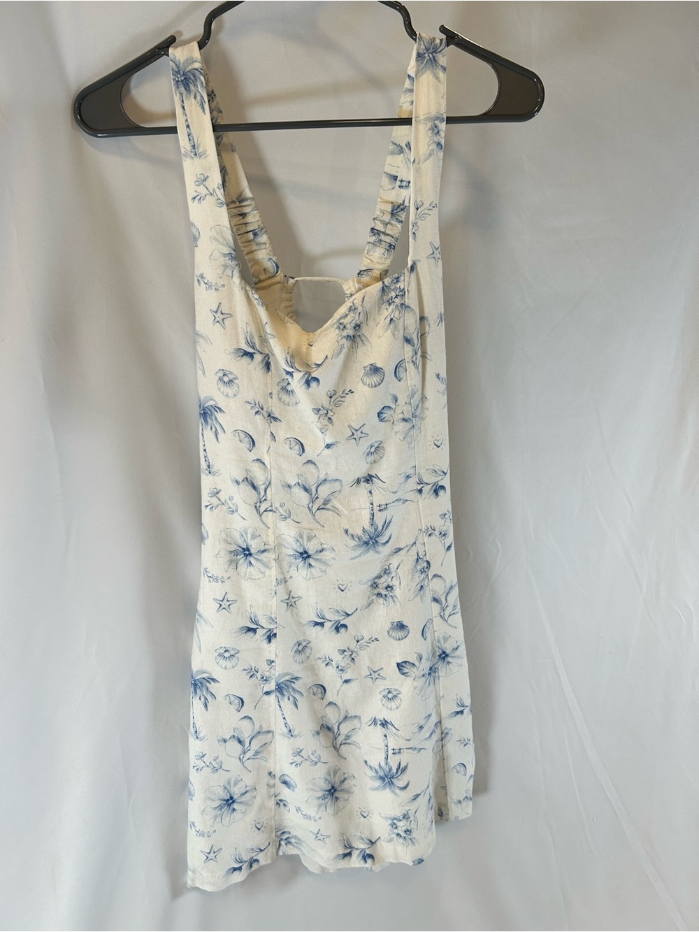 Hollister Cream Mini Dress with Blue Floral Print